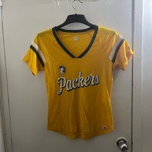 STARTER  packers Women's Yellow Packers Short Sleeve Tee